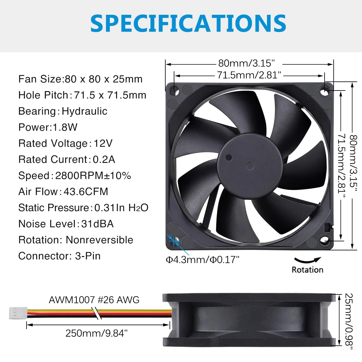 Brushless Cooling Fan - 80mm