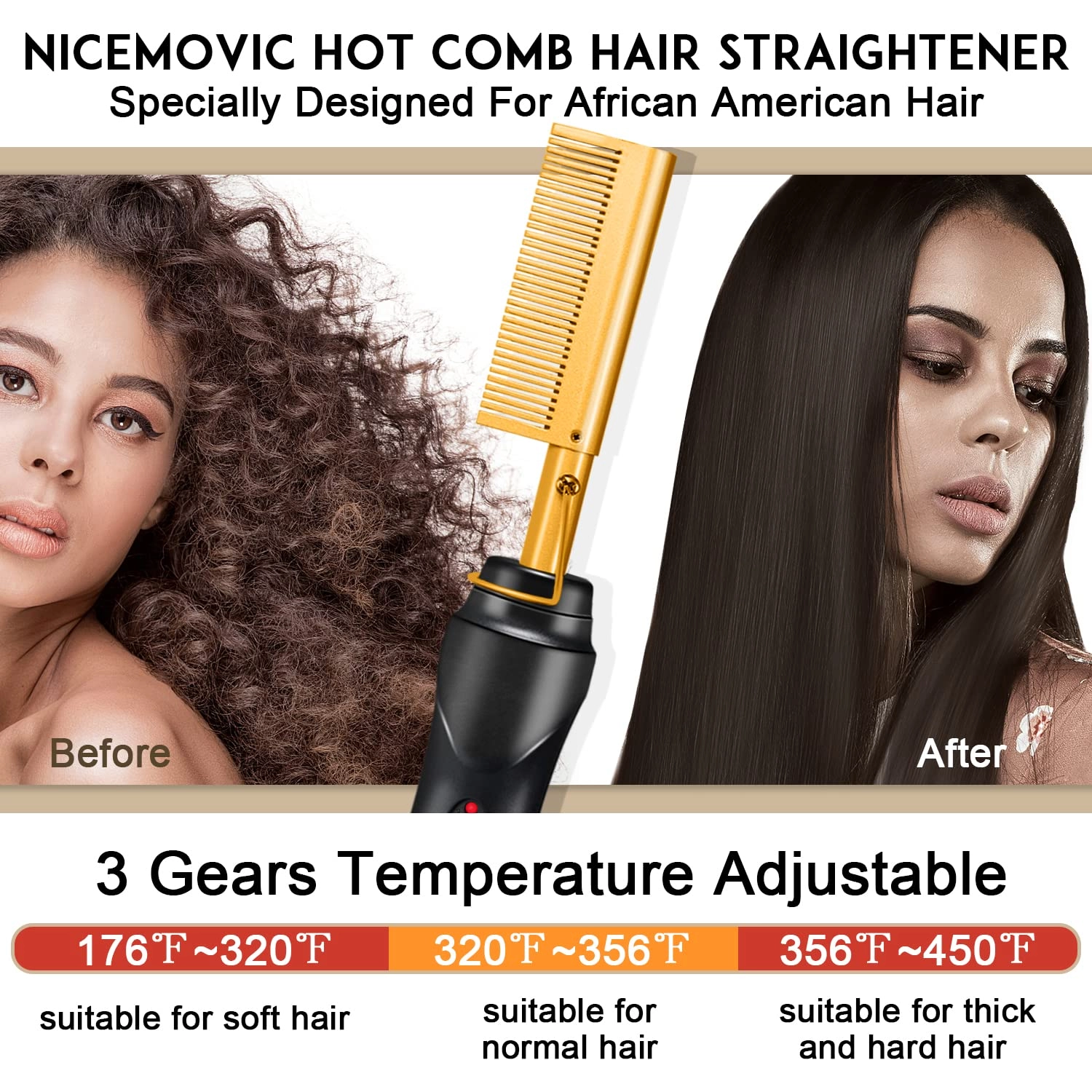 Hair Wax Stick + Electric Hot Comb + Slick Back Hair Brush + Rat Tail Combs + Braid Ponytail Maker + Salon Styling Clips