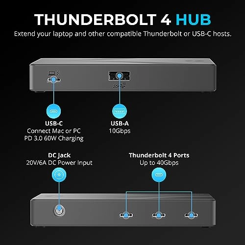 Thunderbolt 4 Hub HBTBT4 - 60W 3x TB4 1x USBA