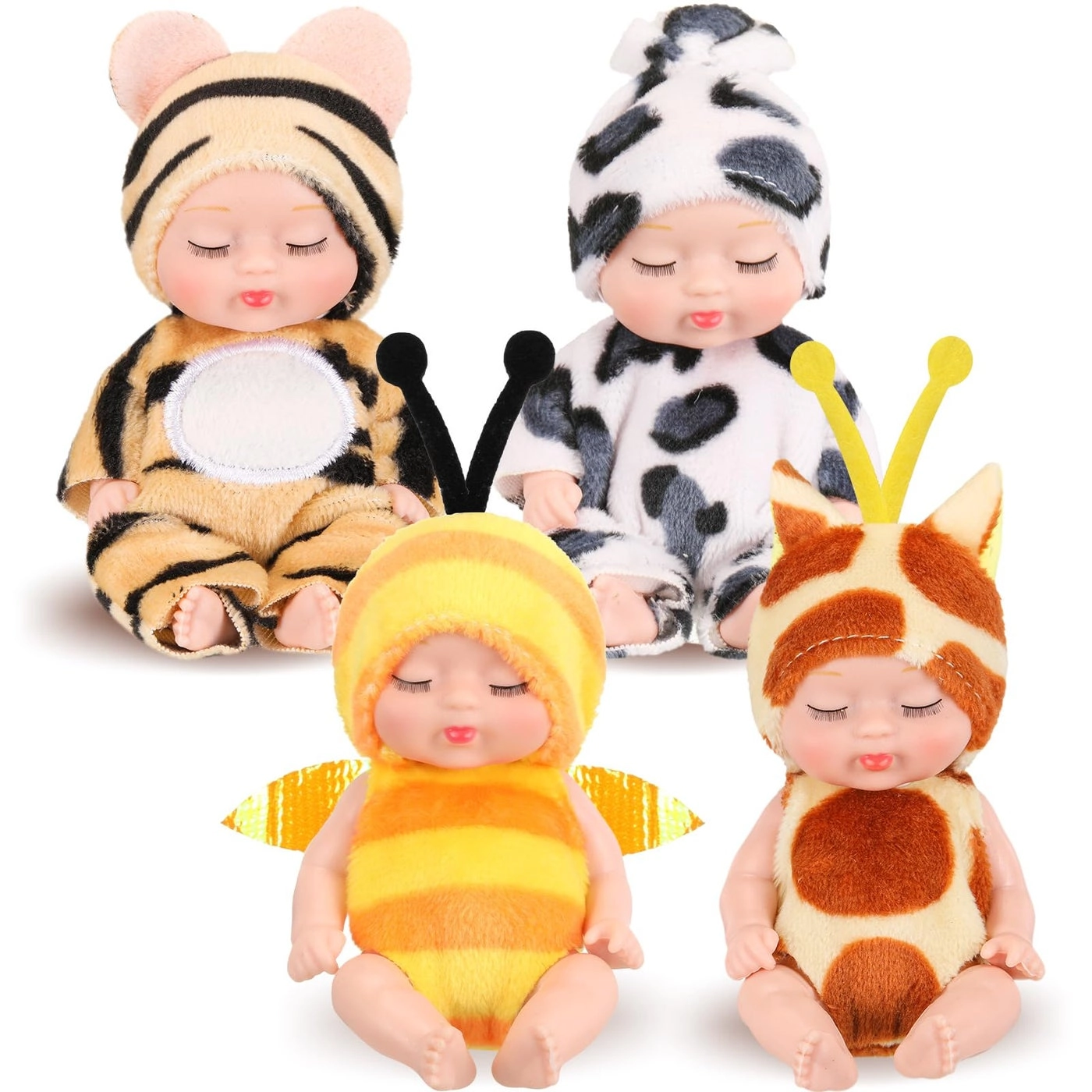 Reborn Baby Doll - 4 Inch Animal Clothes 4 Pcs Bundle