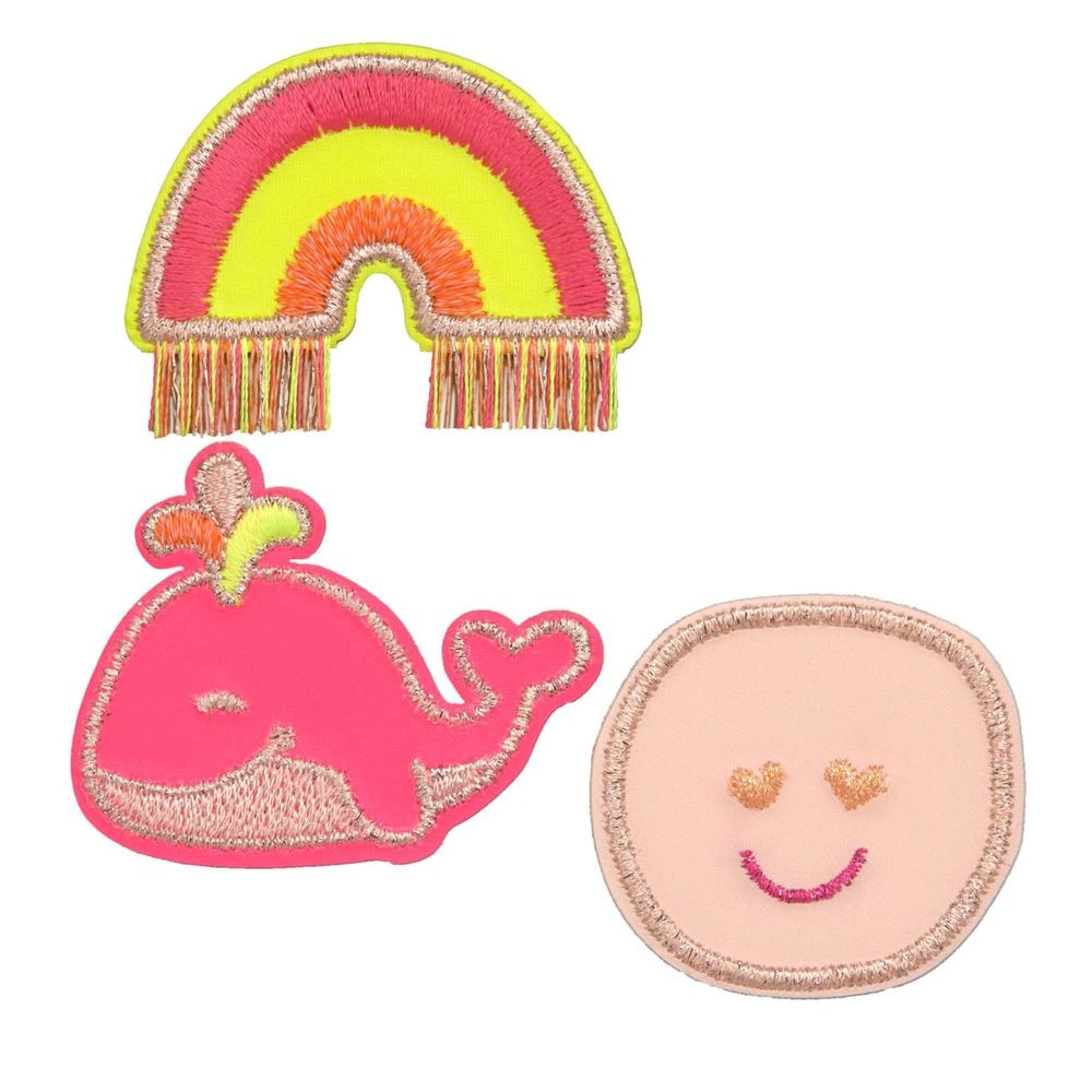 Lässig Textile Woven Stick On Sticker - Whale Pink 3 Pcs