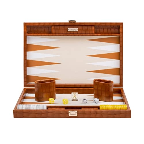 Backgammon Set - Medium Chestnut Vegan Leather