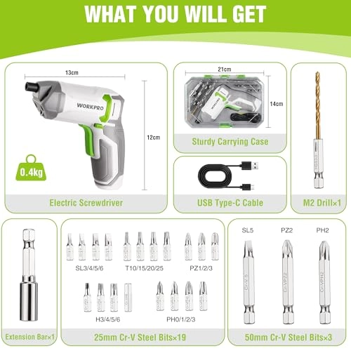 Eccentric Electric Screwdriver - 3.6V 240 RPM 24-Piece Bit Set