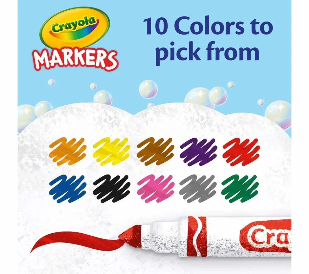 Color Max Broad Line Ultra-Clean Classic Washable Markers - 10 Pcs Multicolor
