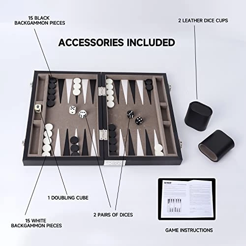 Backgammon - Leather Black&Grey