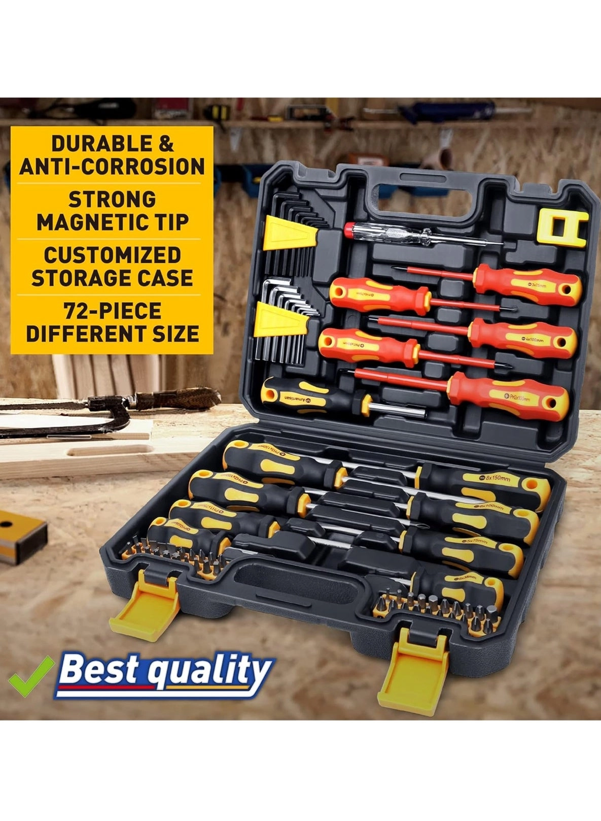Magnetic Insulated Slotted and Phillips Screwdriver Set (72 Pcs)