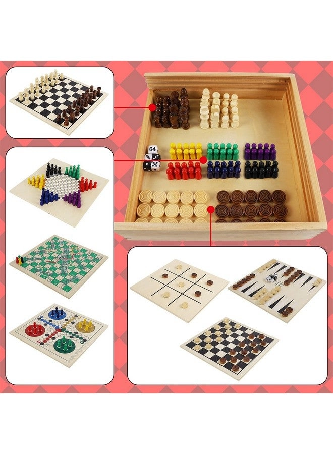 7-in-1 Wooden Board Game Set - Tabletop Portable