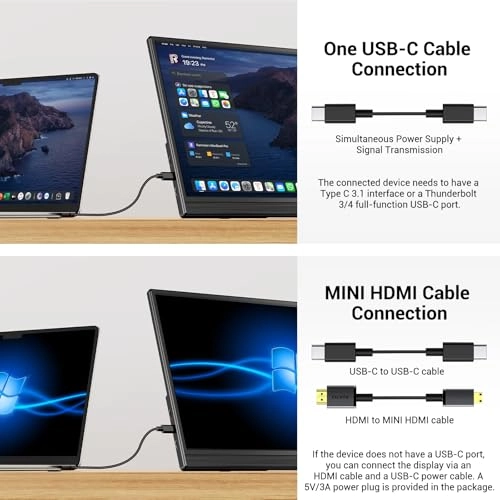 Portable Monitor Touchscreen - FHD 1080P 15.6 Inches