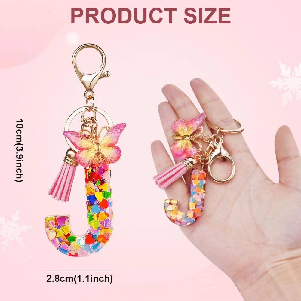 Initial Letter Keychain - Butterfly