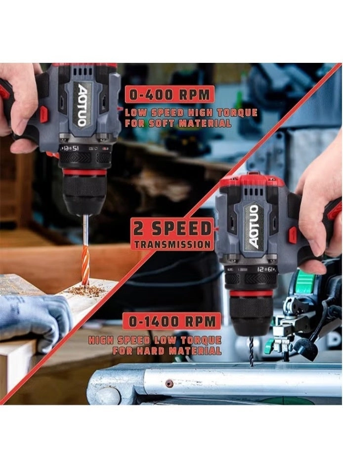 AOTUO Cordless Drill Set - 4.0Ah 18V