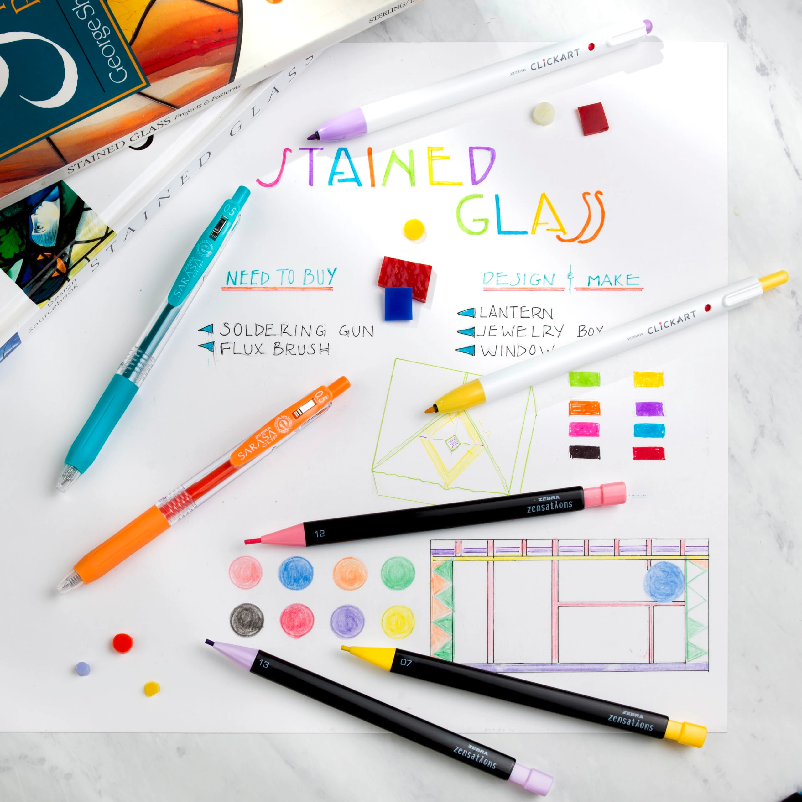 CLiCKART - 0.6mm + Colored Pencils - 2.0mm HB + Sarasa Clip - 0.5mm