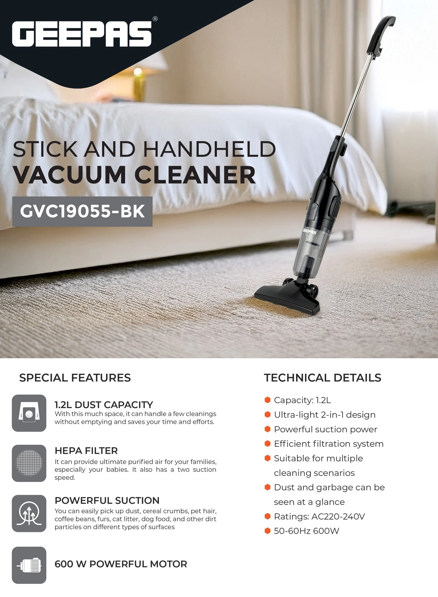 GVC19055-BK - 1.2L 600W