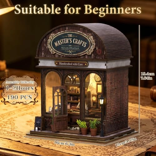 DIY Miniature House Kit - Wooden Warm LED Lighting