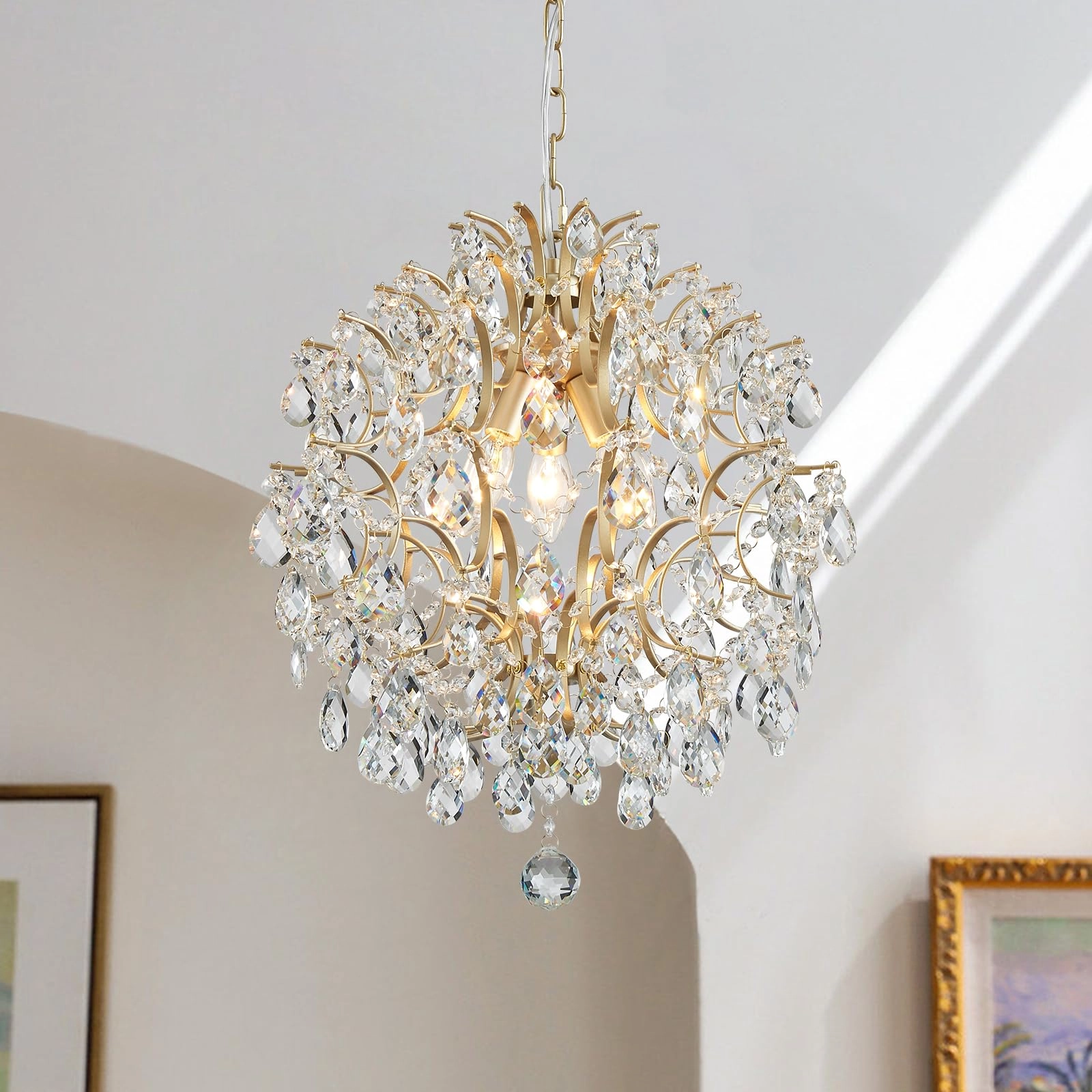 Bestier Pendant Chandelier - Crystal Raindrop 3 E14 Bulbs