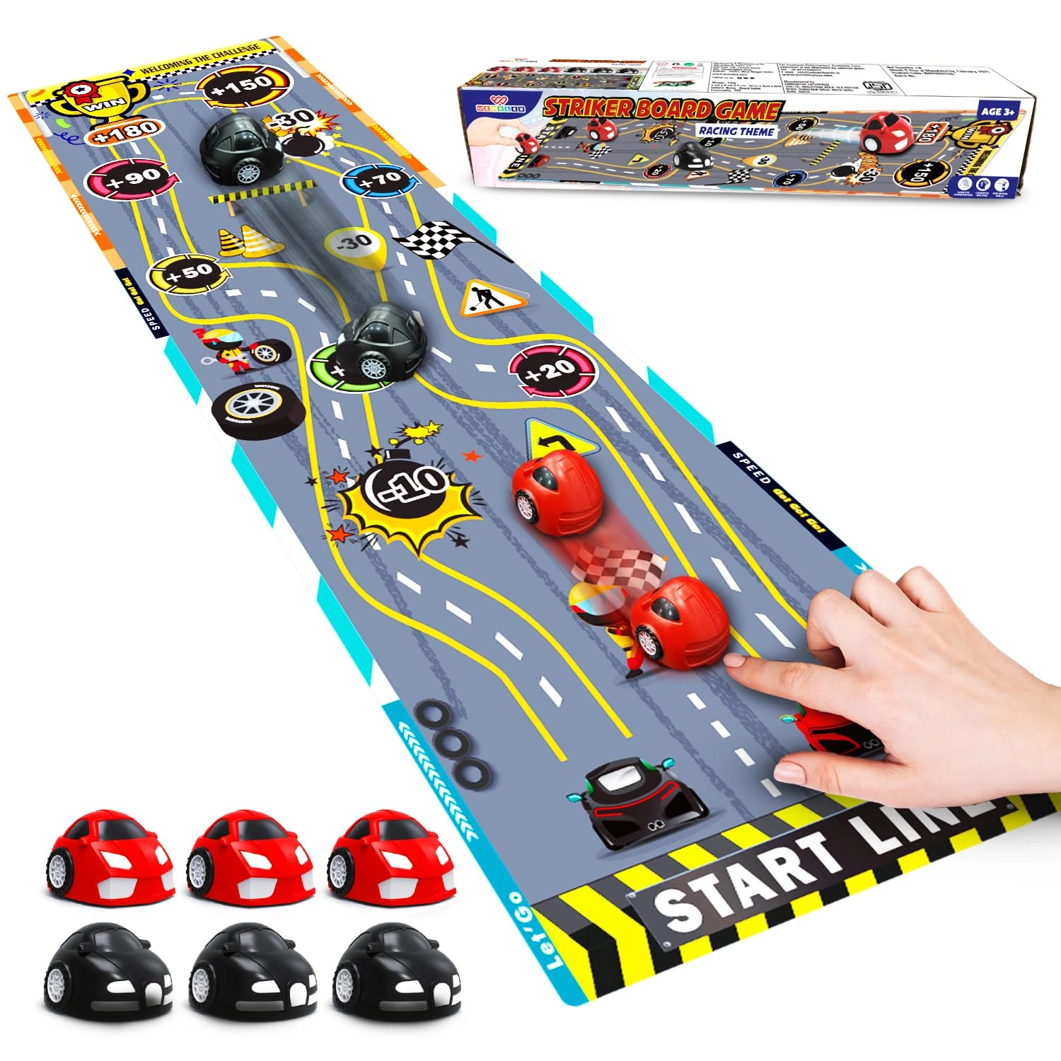 Wembley Striker Board Game - Finger Flick Play Mat 6 Car Striker