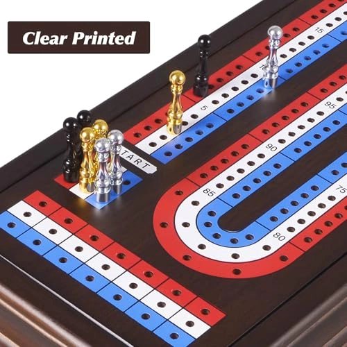 Cribbage Board - Magnetic 3-Track Scoreboard 9 Metal Pegs