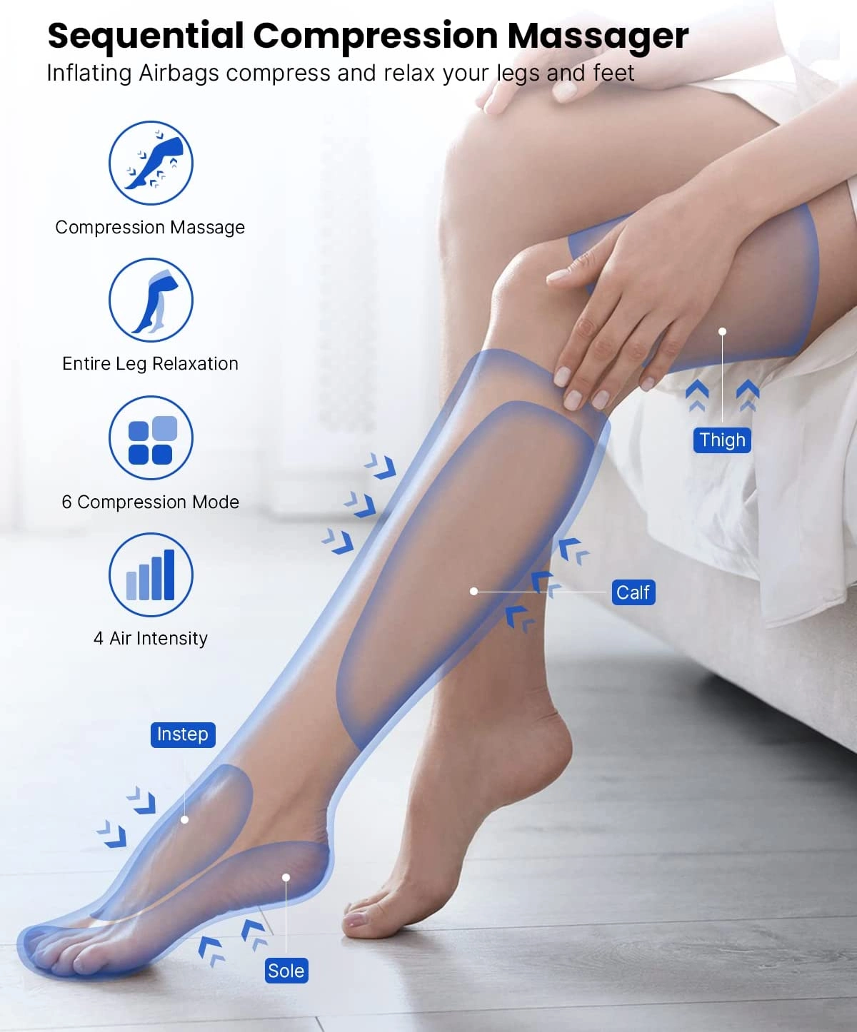 Leg Massager - 6 Modes 4 Intensities Calf Feet Thigh
