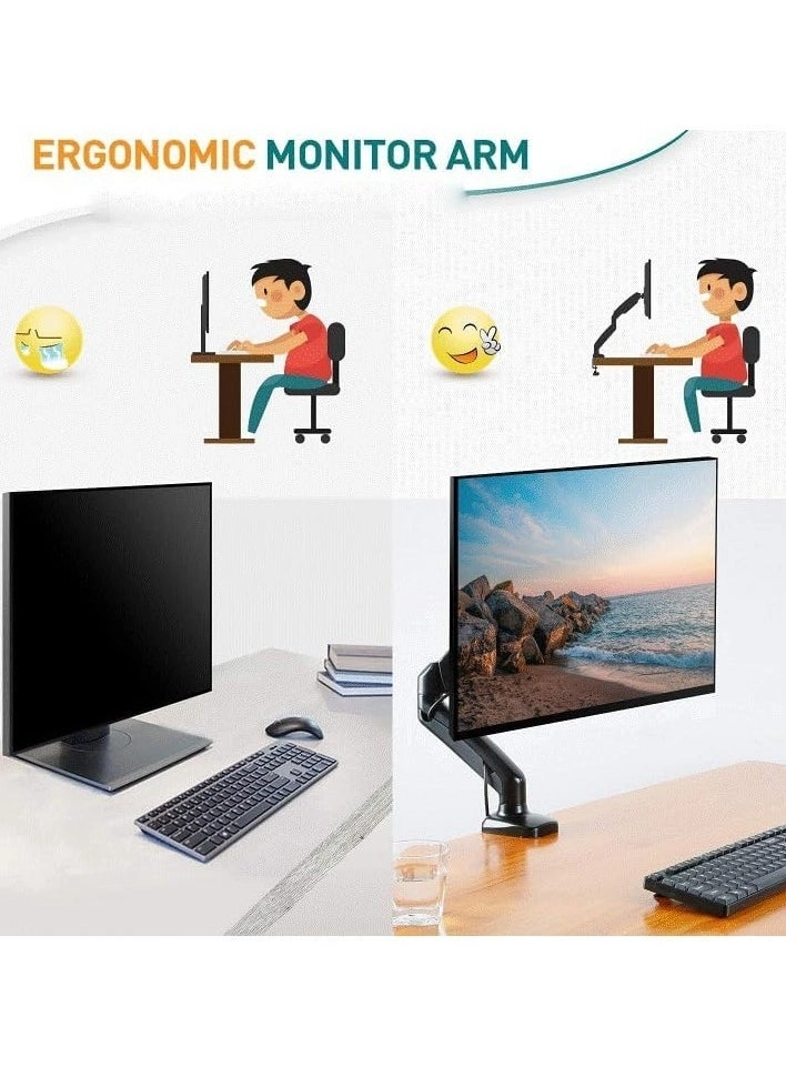 Single Monitor Arm - Single 13-32 Inch VESA 75x75/100x100mm