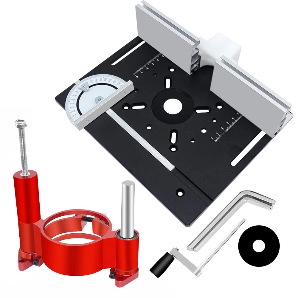 Router Table Insert Plate - 240 x 200mm Aluminum Alloy + Backer Plate + 180° Angle Gauge
