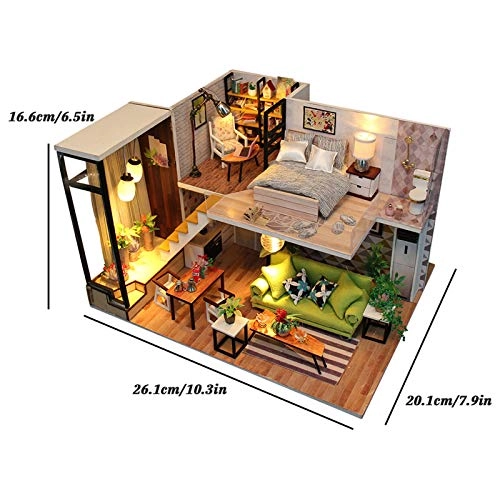 DIY Miniature Dollhouse Kit - Wooden 29 x 20.7 x 22 cm LED