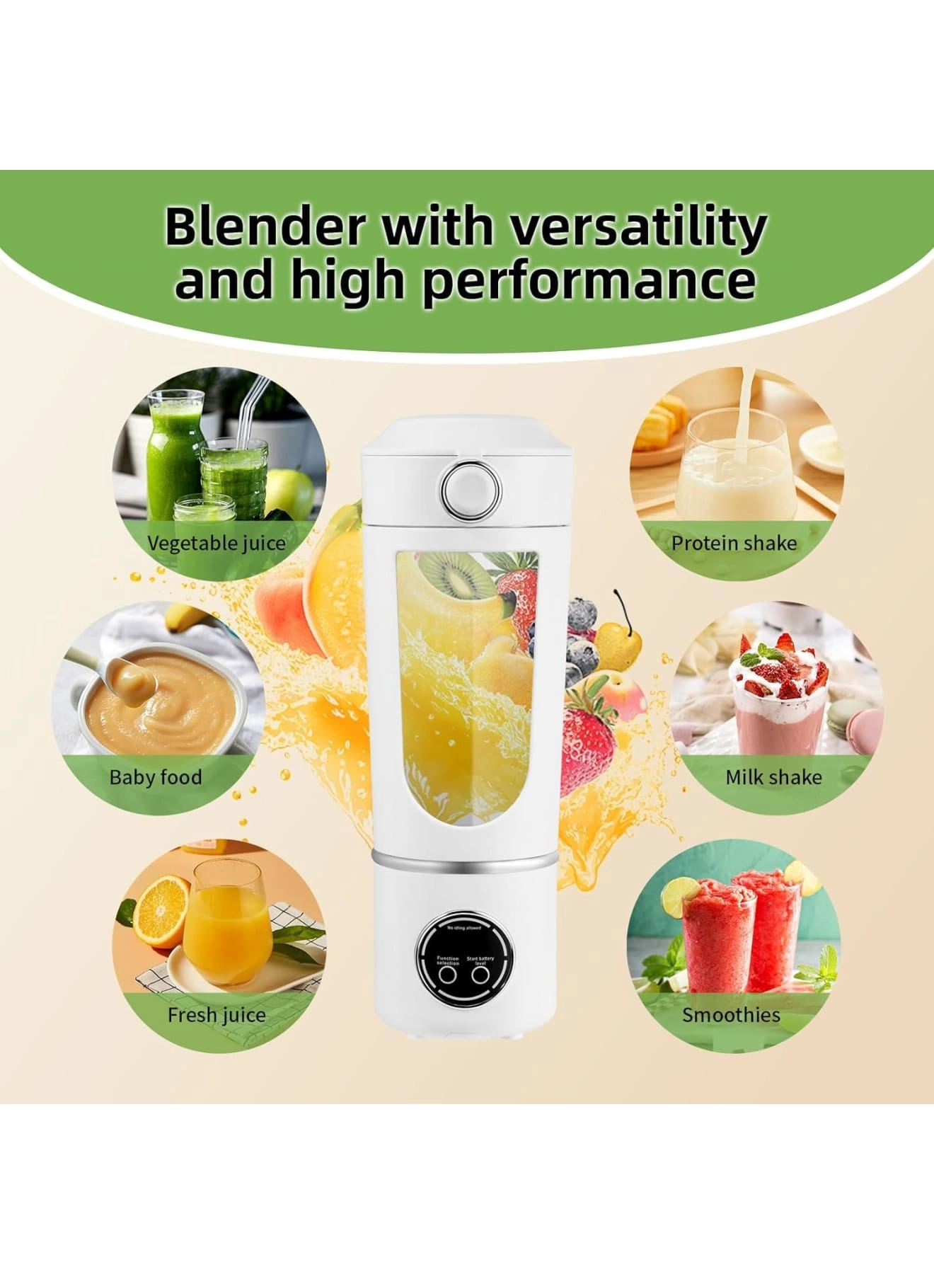 Portable Blender Smoothie Maker - Rechargeable Leakproof Lid Sip Spout