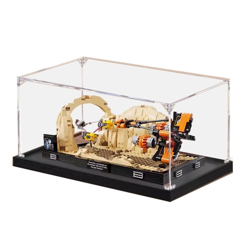 Clear Acrylic Display Case (75380) - 13.77x7.87x5.90in. Black Bottom+background1