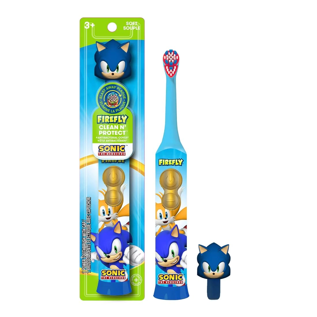 Ranir Clean N' Protect - Sonic the Hedgehog Soft Bristles 3D Hygienic Cover 3-Piece Pack