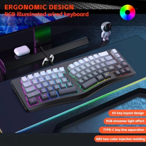 Ergonomic USB Wired Keyboard - Wired