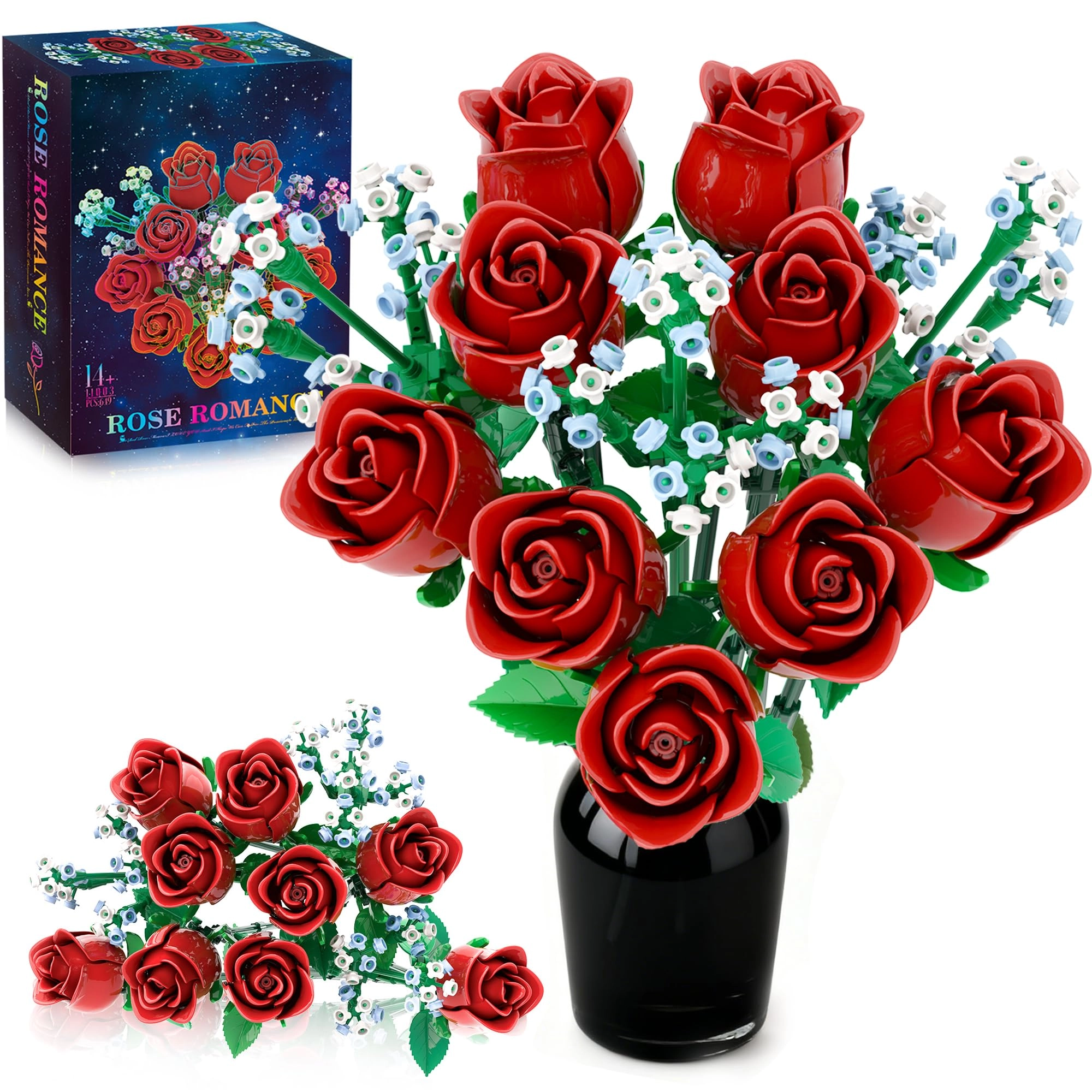 Mavo brix Rose Bouquet Building Set (01050) - Botanicals