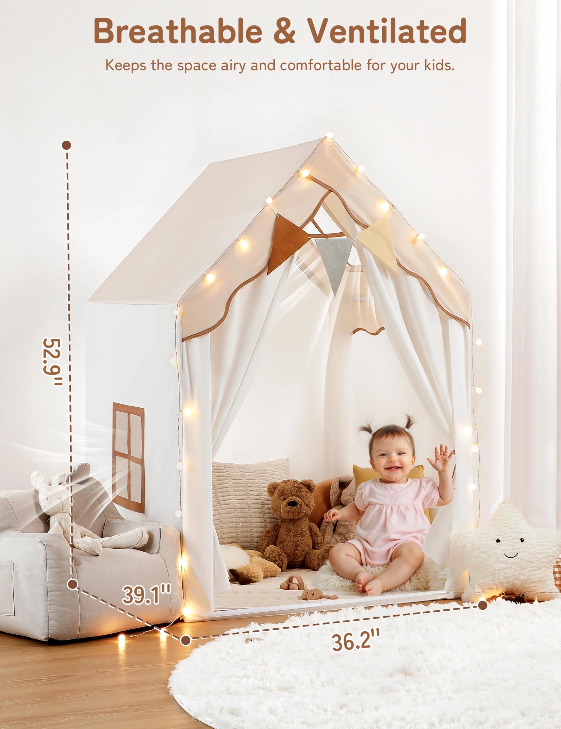Kids Play Tent - 2-IN-1 69" x39" x 53"