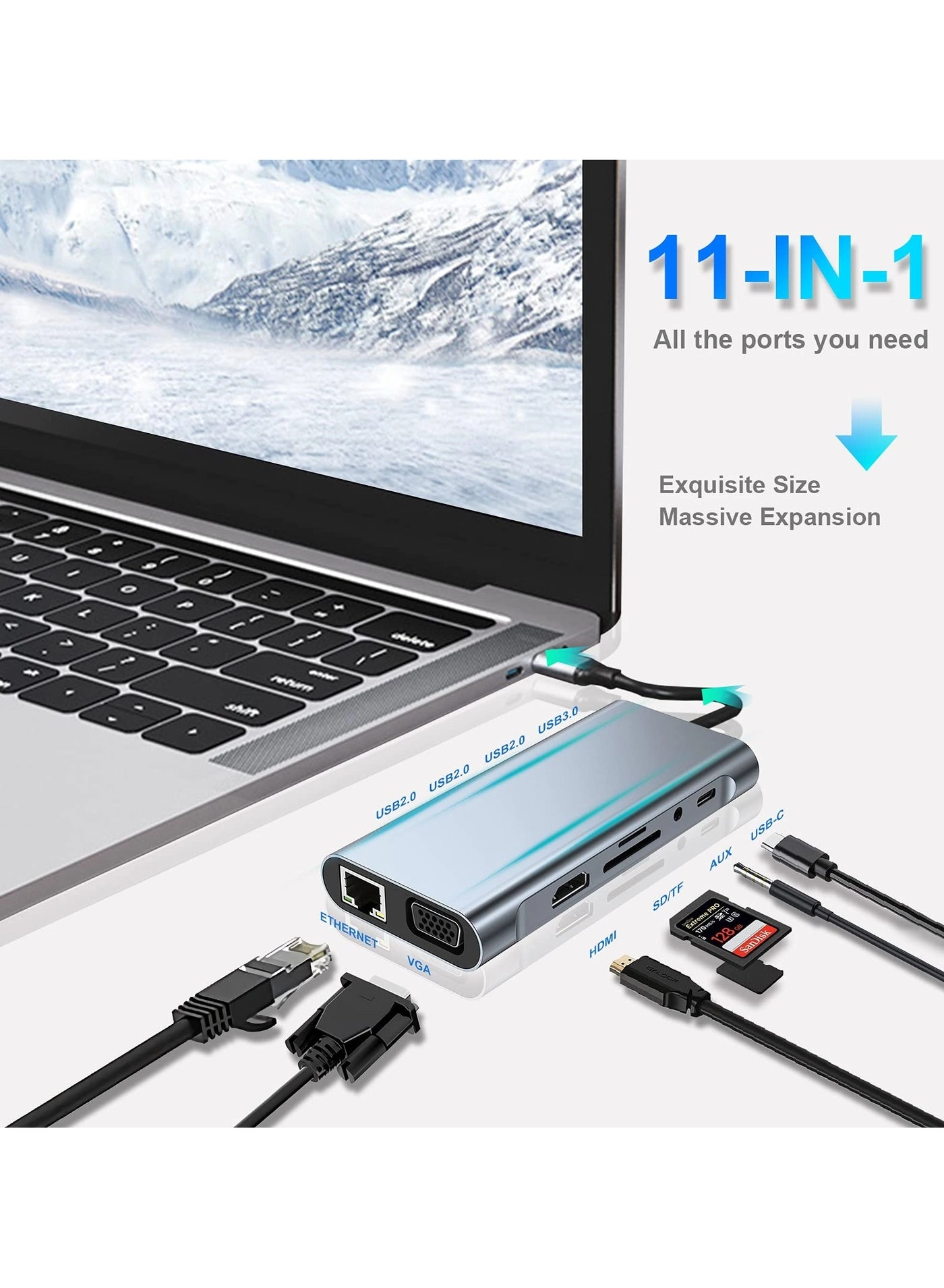 USB-C Hub - 11-in-1 4K HDMI PD Charging