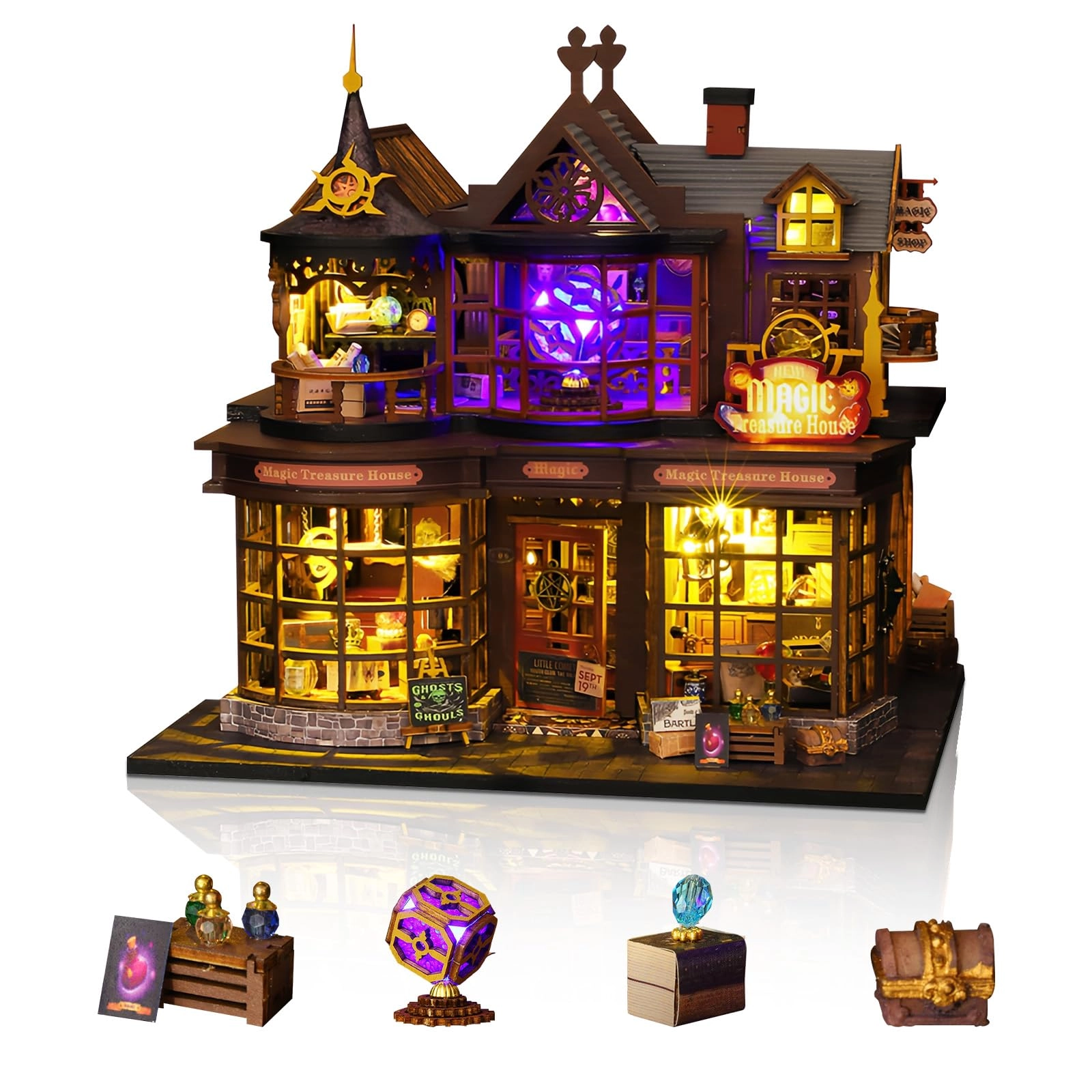Cuteefun Miniature House Dollhouse - Wood LED