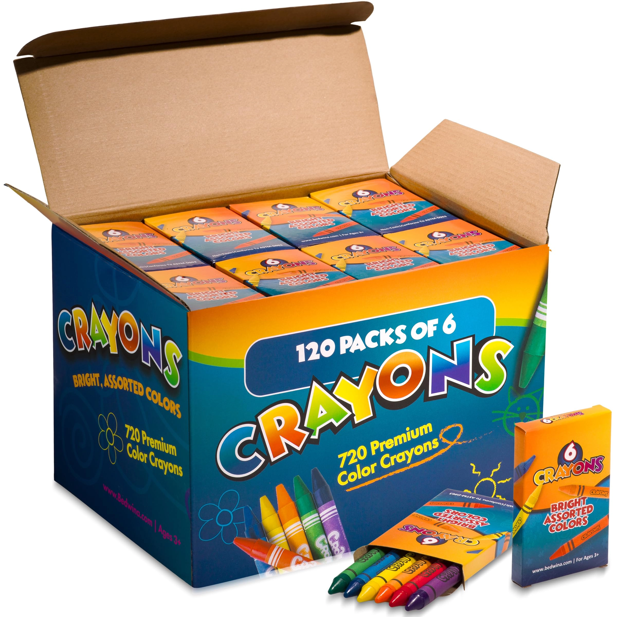 Bedwina Bulk Crayons - 120 Packs of 6