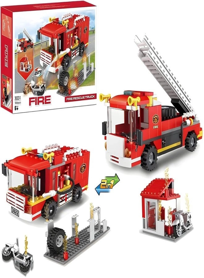Spindoo City Fire Ladder Truck - 2-in-1 Fire Engine Rescue Vehicle