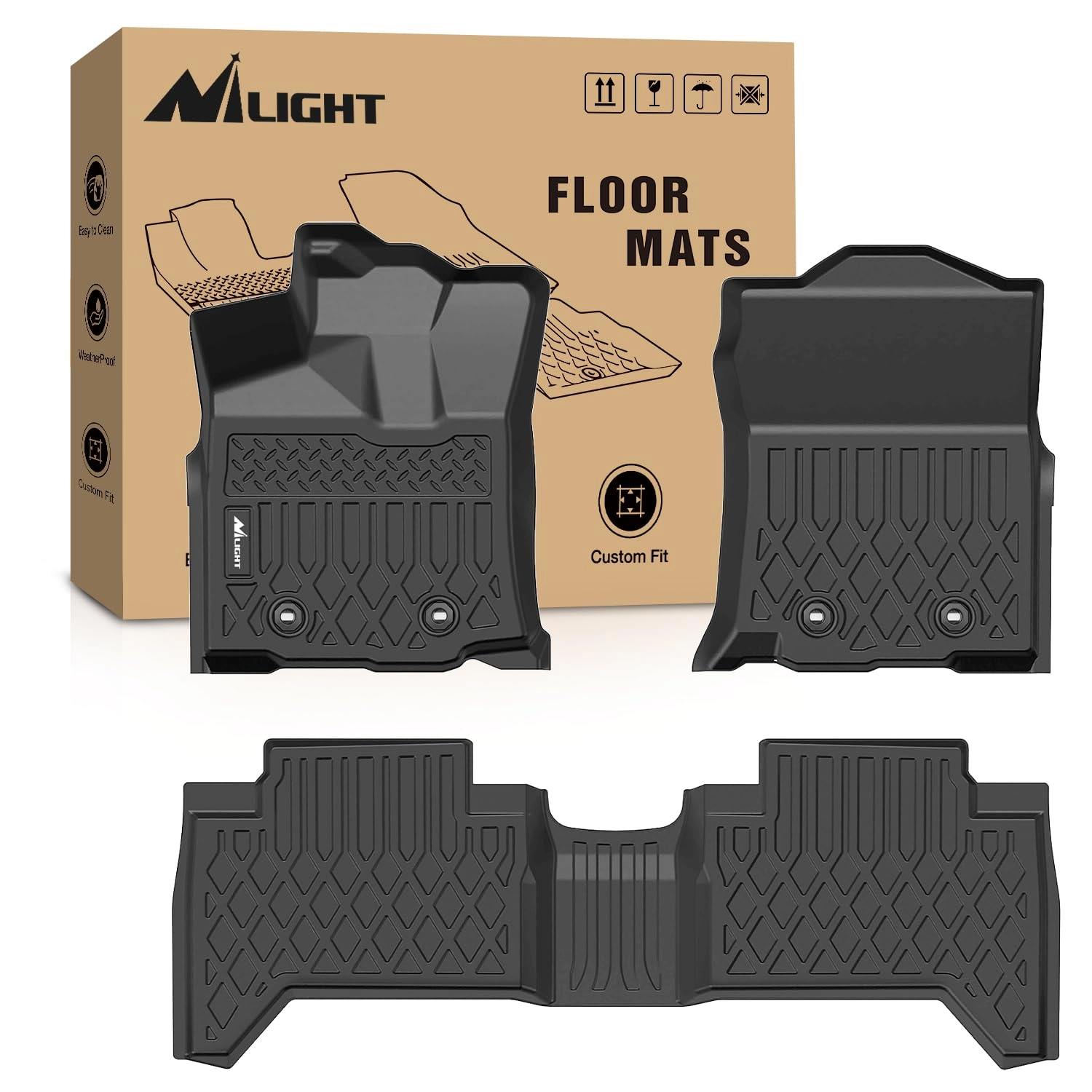 Nilight TPE Floor Mats for Toyota Tacoma Double Cab - 2018 2019 2020 2021 2022 2023