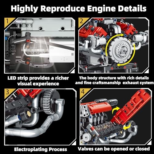 Mini V8 Engine Building Kit - 660 PCS App-Controlled