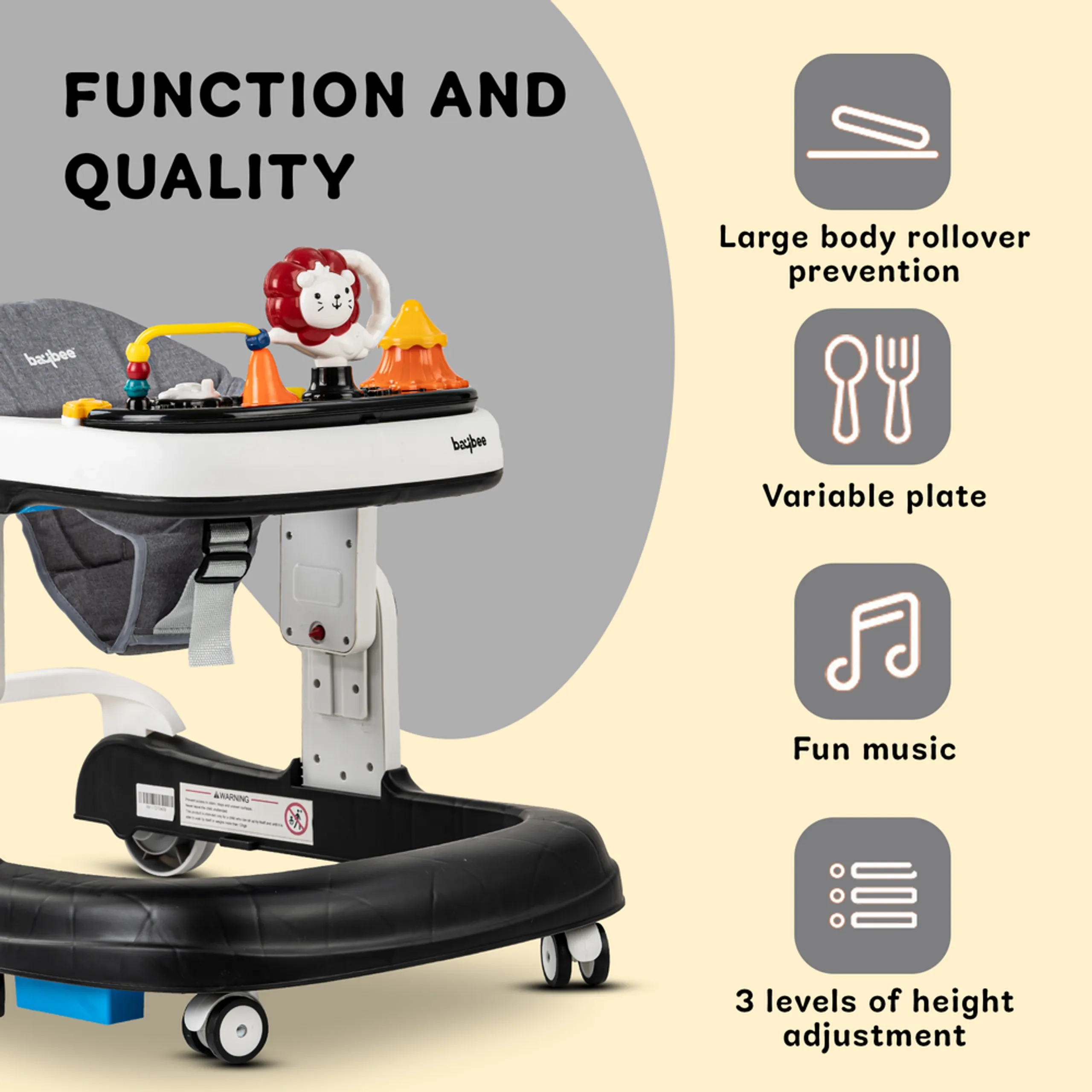 2-In-1 Push Baby Walker - Green 3-Height Adjustable