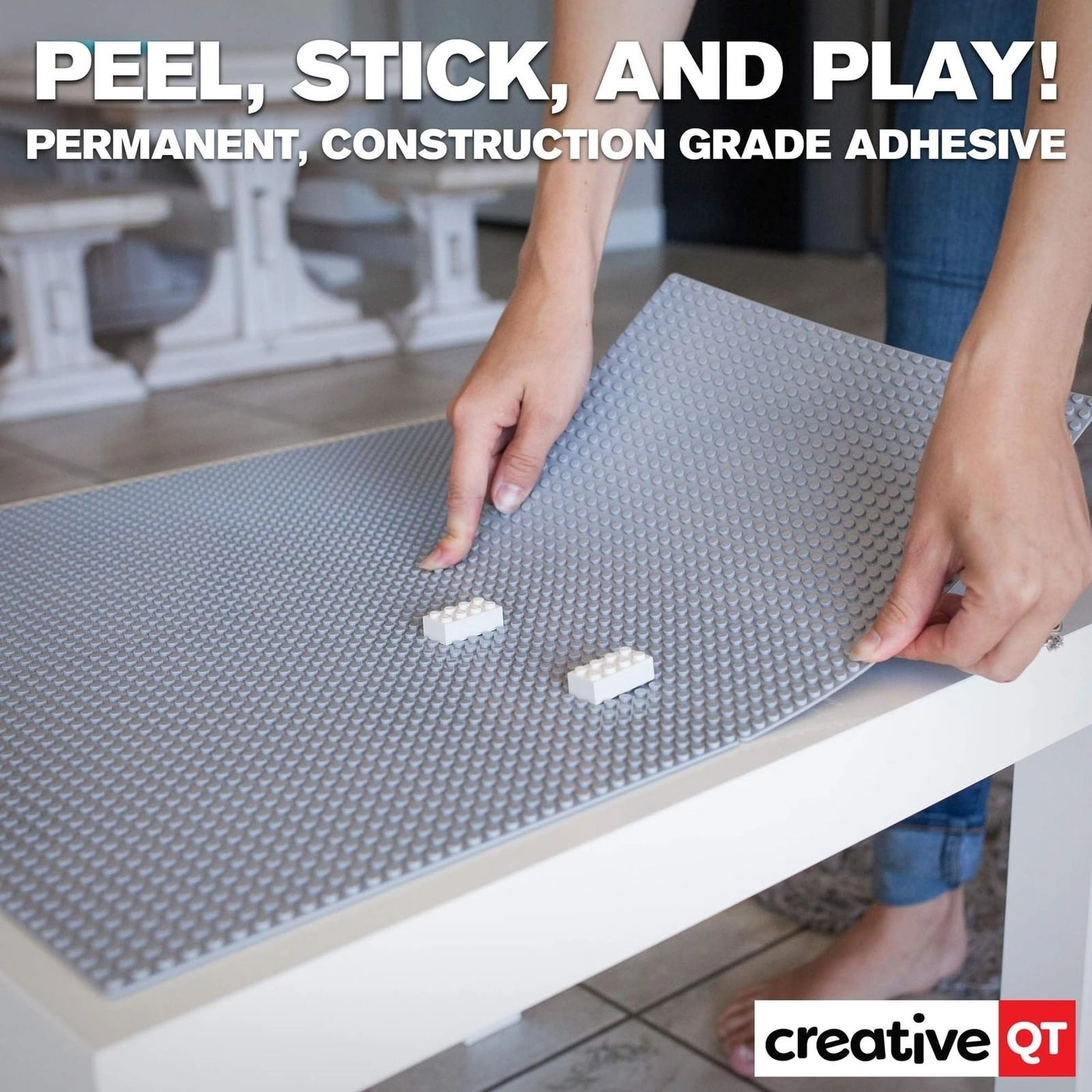 Peel-and-Stick Building Baseplates - 4-Pack 10 x 10 in Gray