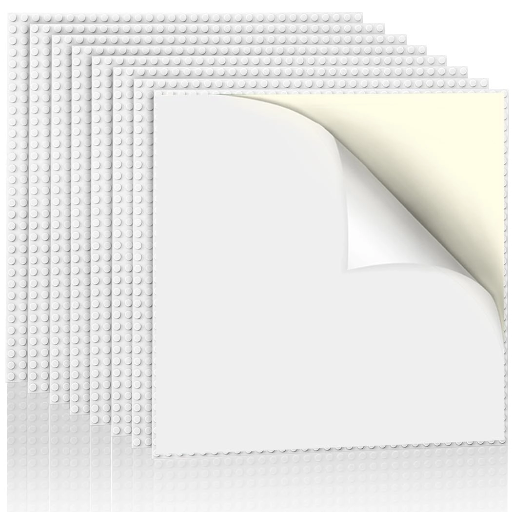Lekebaby Peel and Stick Building Base plates - 10"x10" Self-Adhesive White