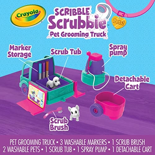 Scribble Scrubbie Pets Grooming Truck - 12 Washable Animal Figures Pack