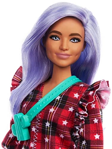 Barbie Fashionistas - Curvy Lavender Hair Red Plaid Dress Ages 3+