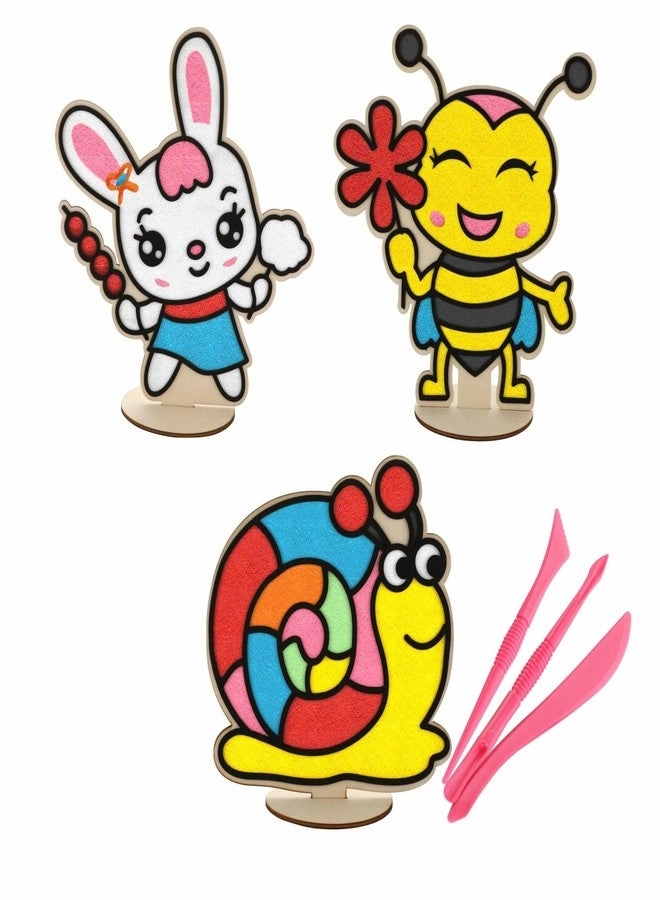 SPARTAN KIDS Wooden Rabbit, Honey Bee and Snail DIY Foam Clay Art Kit - 6+ years 3 pcs
