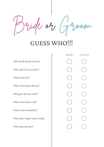 Bride or Groom Guess Who Game Cards - English Adult 10