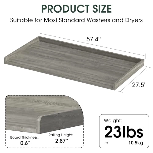 Washer and Dryer Countertop - 54" W x 27.5" D 2.87" H Grey