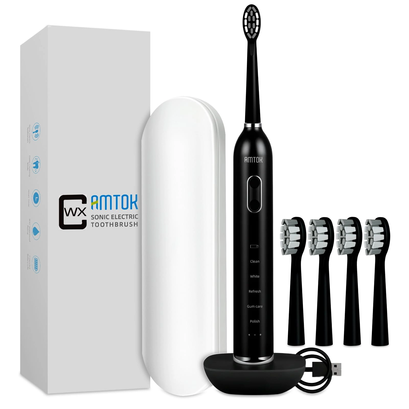 CWX Sonic Electric Toothbrush - 5 Cleaning Modes 3 Intensity Levels 60-Day Runtime