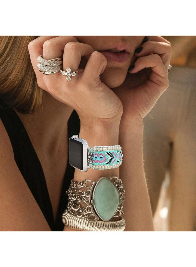 Boho Beaded Braided Watch Band 38mm 40mm 41mm 42mm 44mm 45mm 49mm