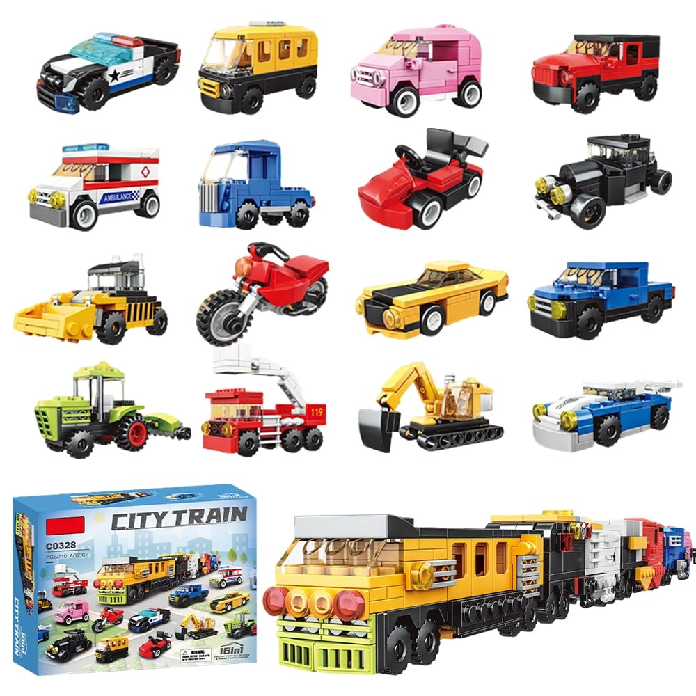 DAJASD 16-in-1 Building Blocks Cars - 16 pcs