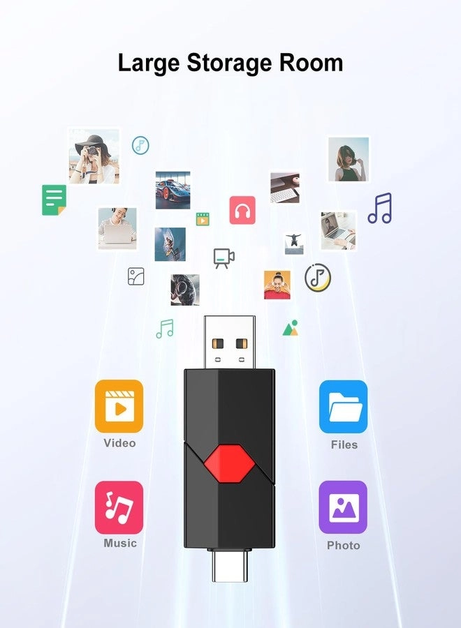 USB C Flash Drive - USB 2.0 Type-A + Type-C 64GB