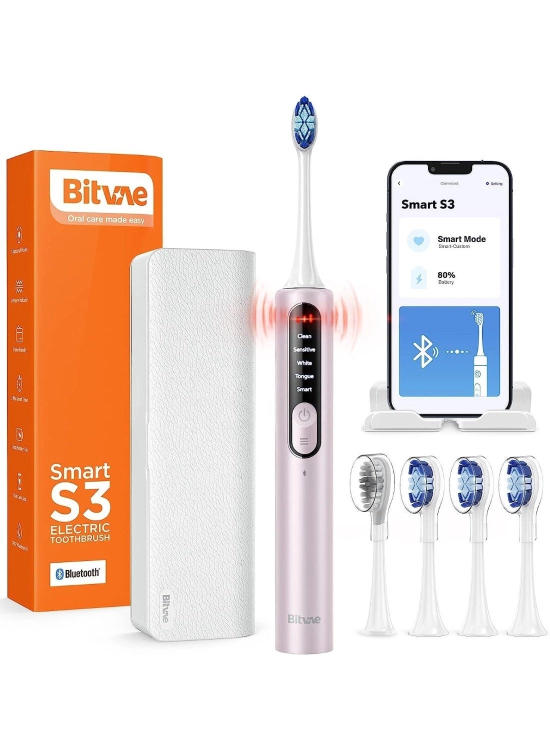 BV S3 - 8 Brush Heads + P1 - Mini + Cordless Telescopic Tank Oral Irrigator + IPX7 Waterproof Cleaner