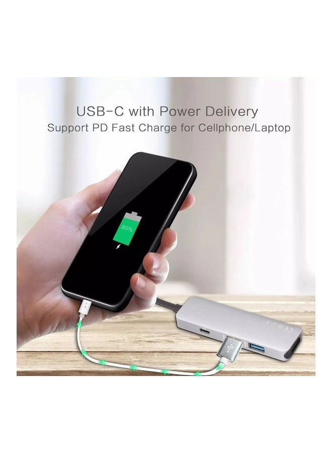 USB Type C Hub - 7 in 1 Grey